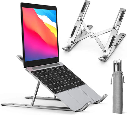 Folding Adjustable Aluminum Laptop Stand + FREE POUCH - Flip.Pk