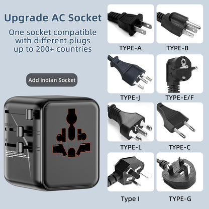 77digi universal adapter with multiple plug types on a light gray background
