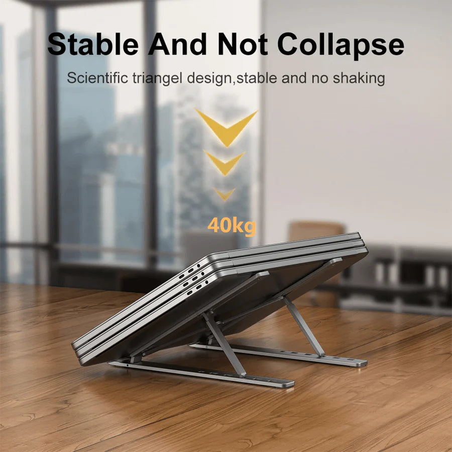 Folding Adjustable Aluminum Laptop Stand + FREE POUCH - Flip.Pk