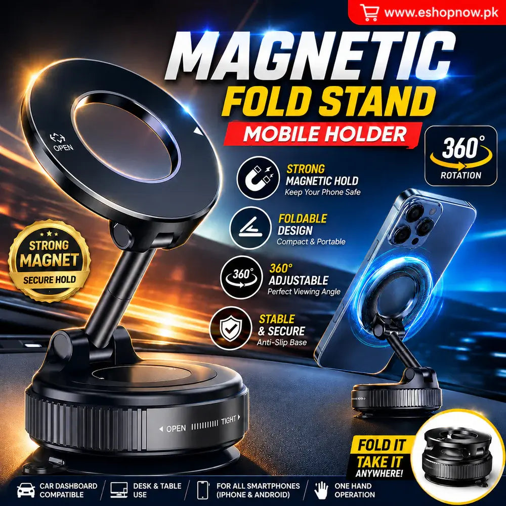 Magnetic Car Phone Holder with Adsorption Pad and Magnetic Ring - Size Details - Flip.pk