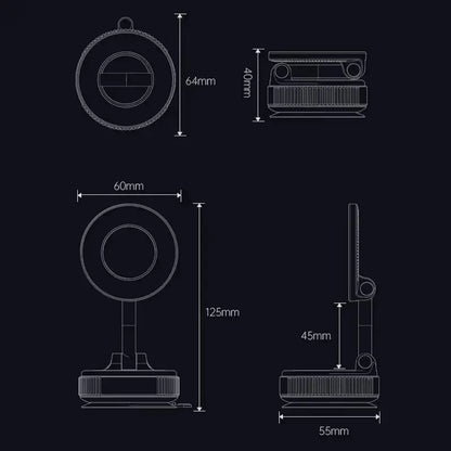 Magnetic Car Phone Holder with Adsorption Pad and Magnetic Ring - Size Details - Flip.pk