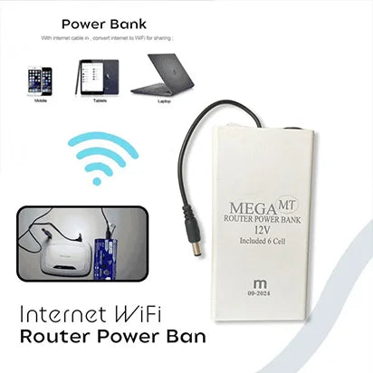 Power bank with internet cable for router sharing on a white background
