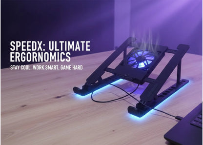 Adjustable Laptop Cooling Stand with Silent Fan & USB Power