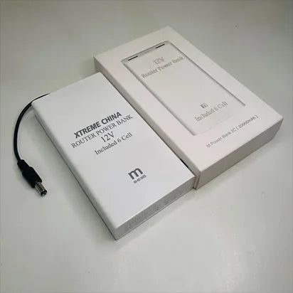 Power bank and packaging with 'Xtreme China' branding on a light gray background