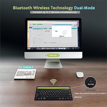 Wireless Bluetooth Keyboard With Phone/tablet Holder Slot - Flip.Pk