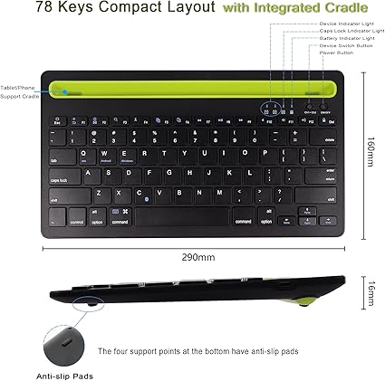 Wireless Bluetooth Keyboard With Phone/tablet Holder Slot - Flip.Pk
