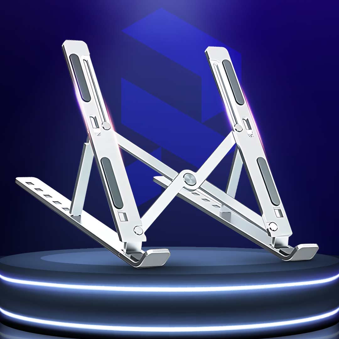 Folding Adjustable Aluminum Laptop Stand + FREE POUCH - Flip.Pk