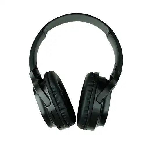 Black headphones on a white background
