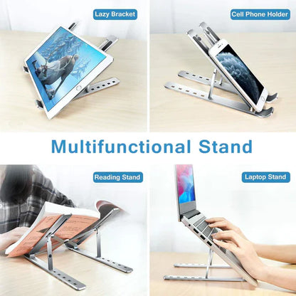Folding Adjustable Aluminum Laptop Stand + FREE POUCH - Flip.Pk