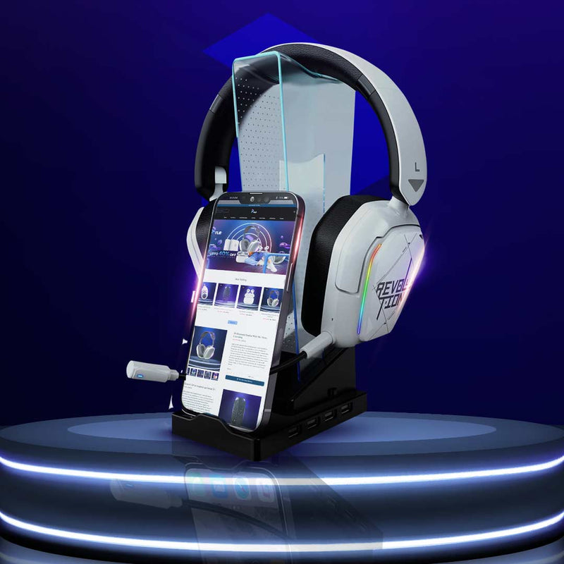 Xtrike Me Ht-09 Headset & Phone Stand With 4 USB Port And Led Light - Flip.Pk