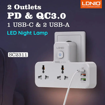 Ldnio 5 in 1 USB Socket With Night Lamp