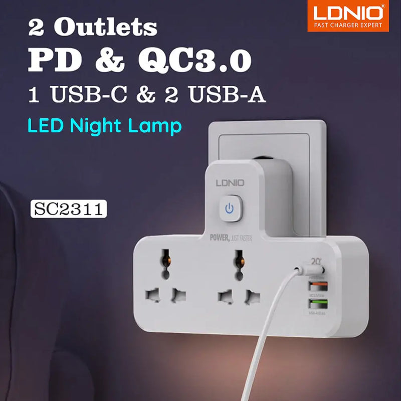 Ldnio 5 in 1 USB Socket With Night Lamp