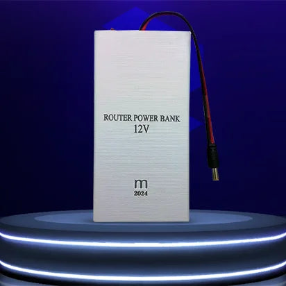 Router power bank 12V on a blue background