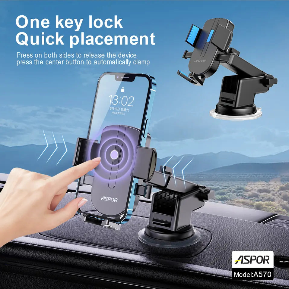 Aspor A570 360° Rotatable Car Mobile Phone Holder