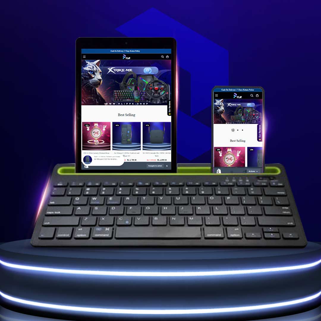 Wireless Bluetooth Keyboard With Phone/tablet Holder Slot - Flip.Pk