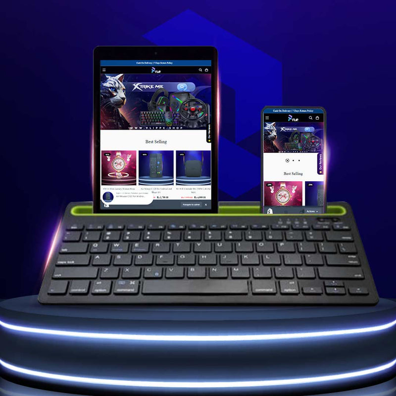 Wireless Bluetooth Keyboard With Phone/tablet Holder Slot - Flip.Pk