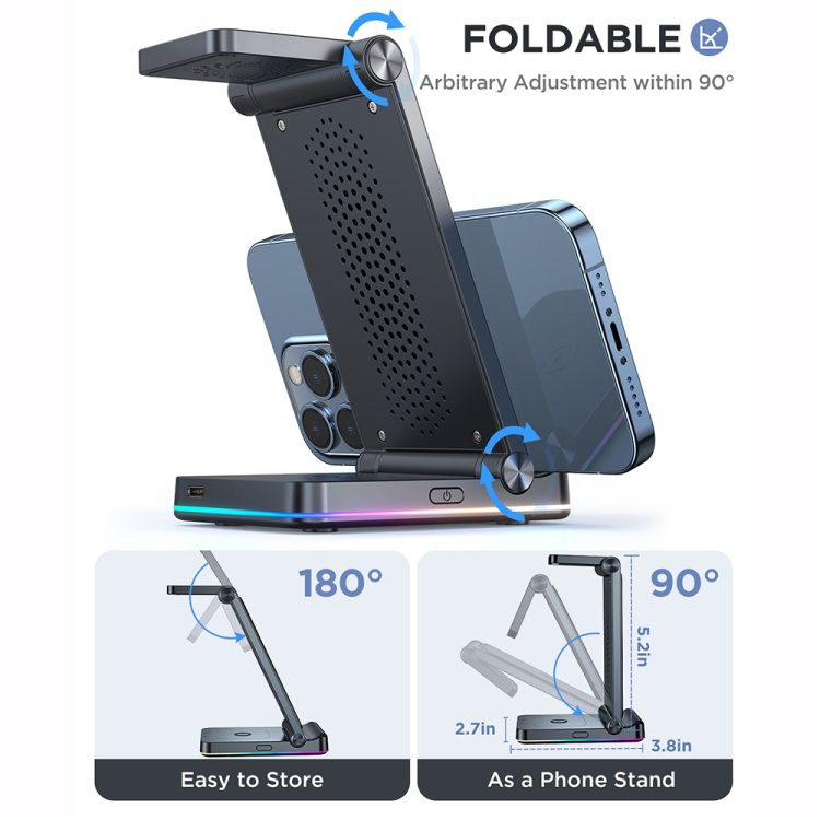 JR-WQN01 15w 3-in-1 Foldable Wireless Charging Station - Flip.Pk