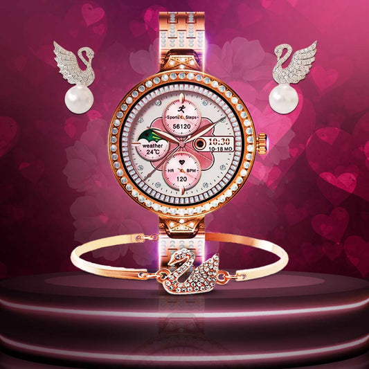 HW16 Mini Luxury Women Rose Gold Smart Watch - Flip.Pk