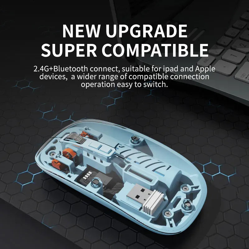 Transparent M-10A Wireless + Bluetooth Dual Mode Rechargeable Mouse