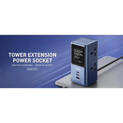 Ldnio Sc2 7-in-1 Power Extension With Fast Charging 4 Sockets 2 Usb-c + 1 Usb-a
