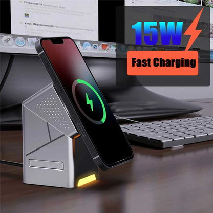 3-in-1 Magnetic Wireless Charger Stand for iPhone, Apple Watch & AirPods