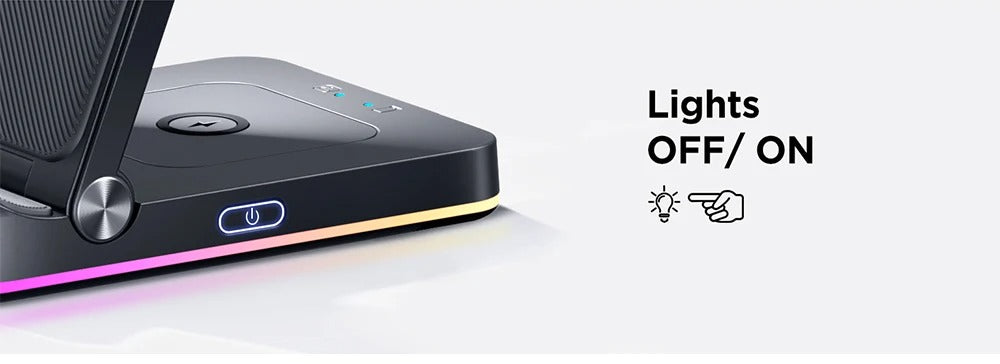 JR-WQN01 15w 3-in-1 Foldable Wireless Charging Station - Flip.Pk