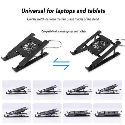 Adjustable Laptop Cooling Stand with Silent Fan & USB Power