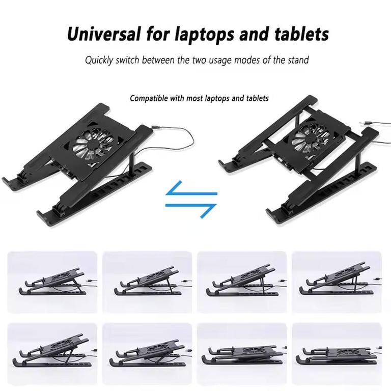 Adjustable Laptop Cooling Stand with Silent Fan & USB Power