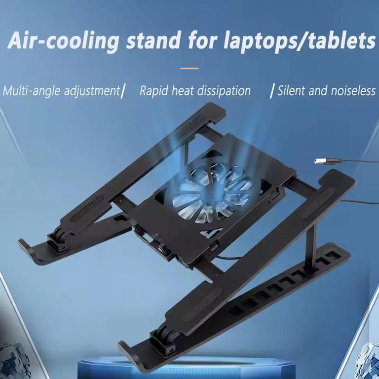 Adjustable Laptop Cooling Stand with Silent Fan & USB Power