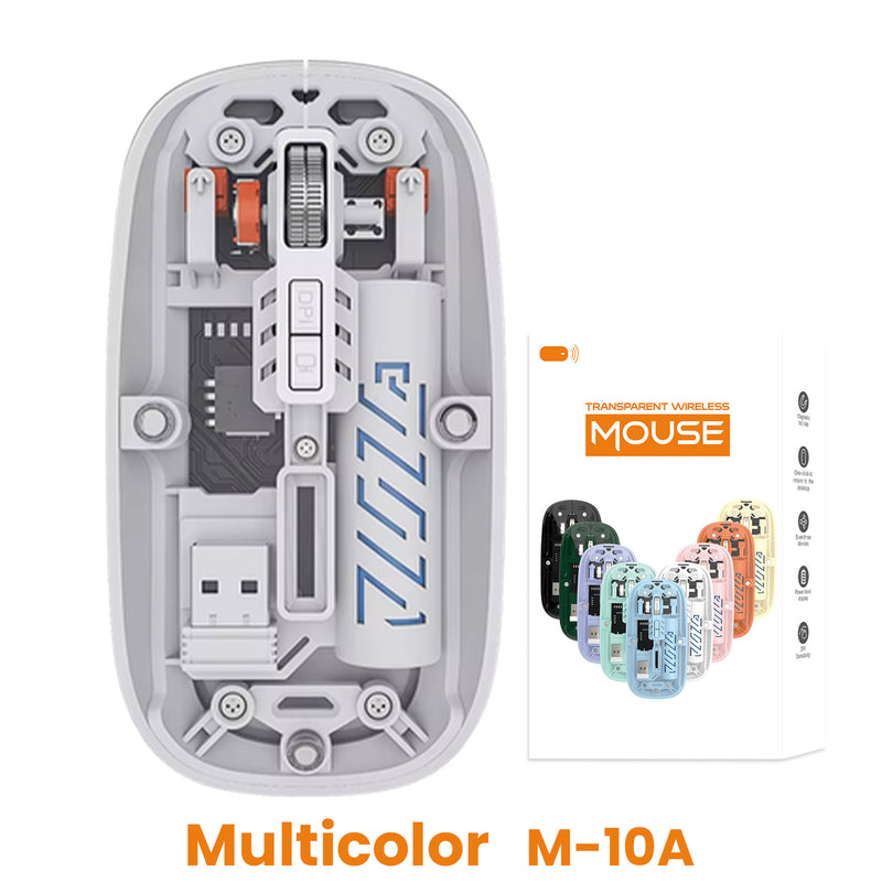 Transparent M-10A Wireless + Bluetooth Dual Mode Rechargeable Mouse - Flip.Pk