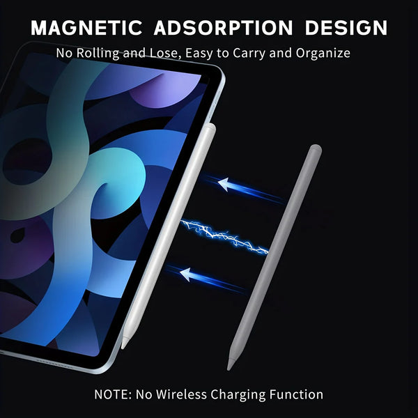 Smartphone with stylus on a black background, highlighting magnetic adsorption design.